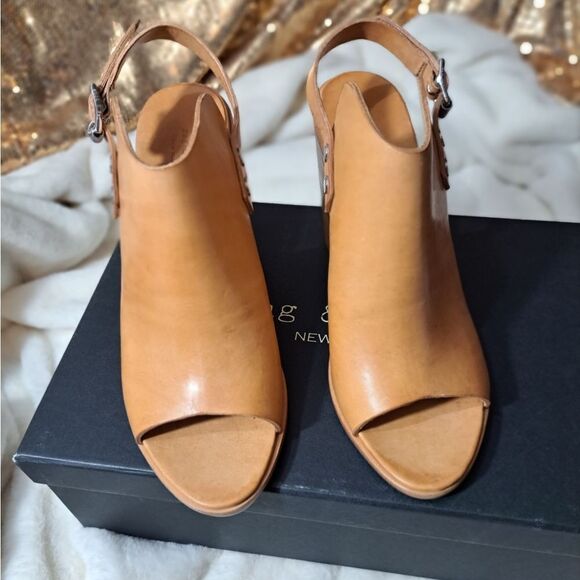 NIB Rag & Bone Wyatt Leather Sling Back Sandals In Sand - Picture 3 of 16